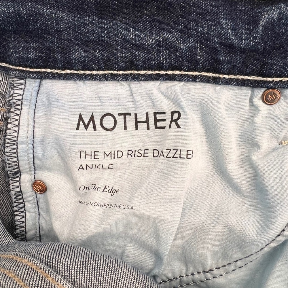 Mother The Mid Rise Dazzler Ankle Jeans On The Edge Blue Straight Leg Size 29 - Picture 9 of 16